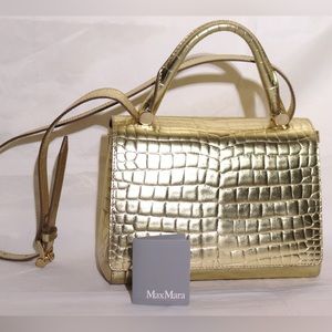 Authentic MaxMara gold crocodile print j bag